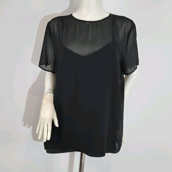 Marella Women's Top Blouse 2 Pc Size 10 Short Sleeve Black  Round Neck NWT (12) - Picture 6 of 10